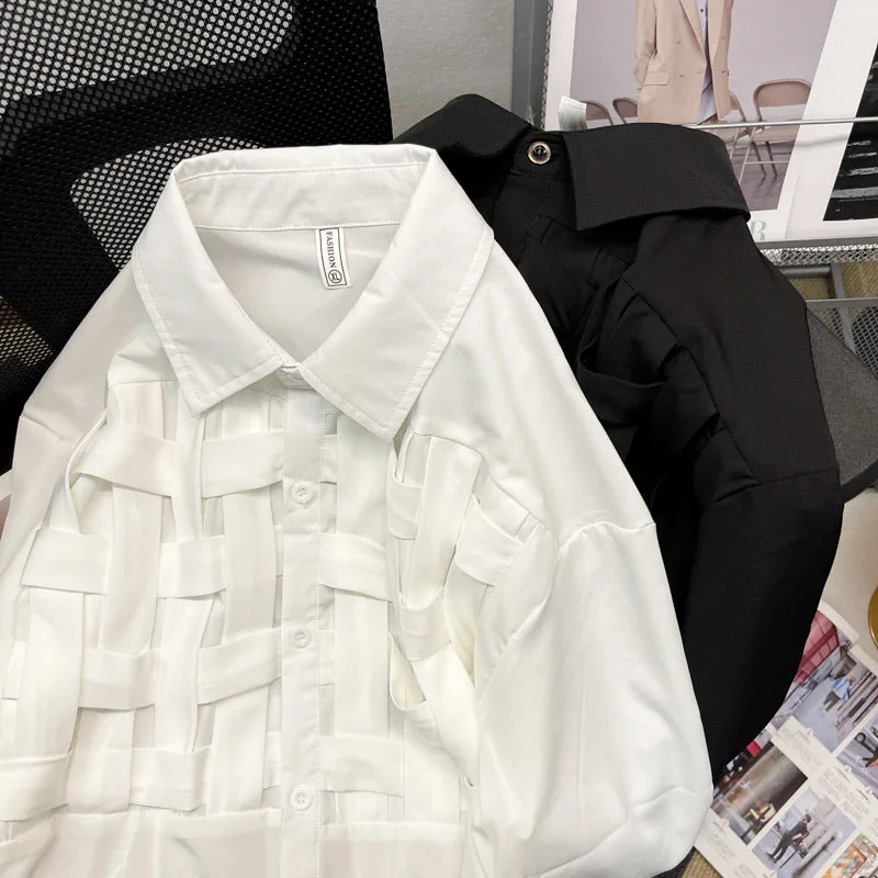 Naised Mehed Lahe Disain Pika Varrukaga Pluus Streetwear Paar Roupas 2023 Uued Särgid Vintage Jaapani Blusas Harajuku Camisas Mujer