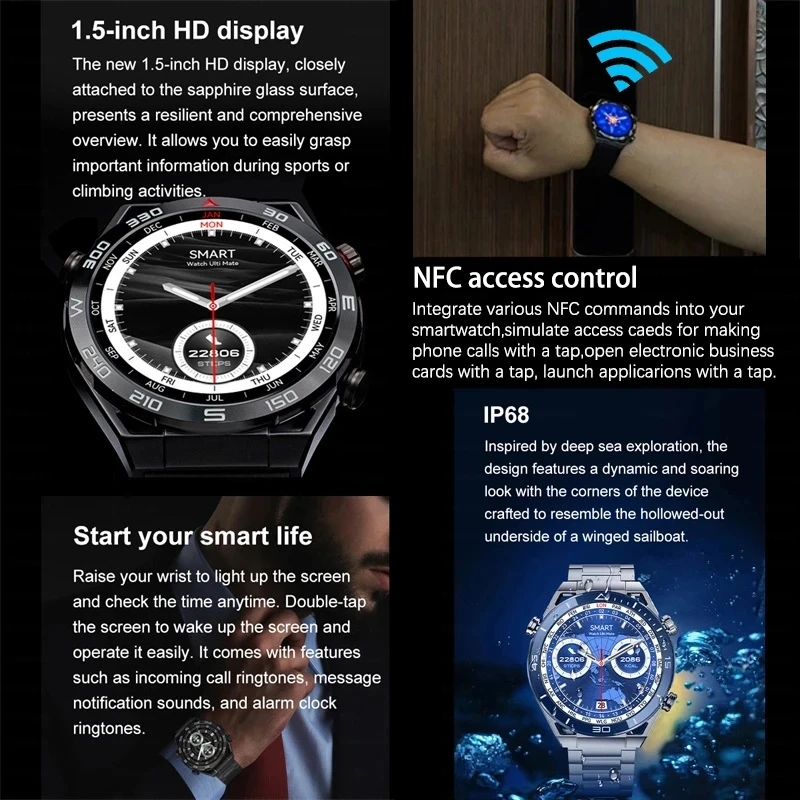 2023 Uue NFC EKG+PPG Bluetooth Kõne GPS-Motion Tracker Smart Vaadata Huawei Vaadata Ülim Smartwatch Kellad Android ja ios