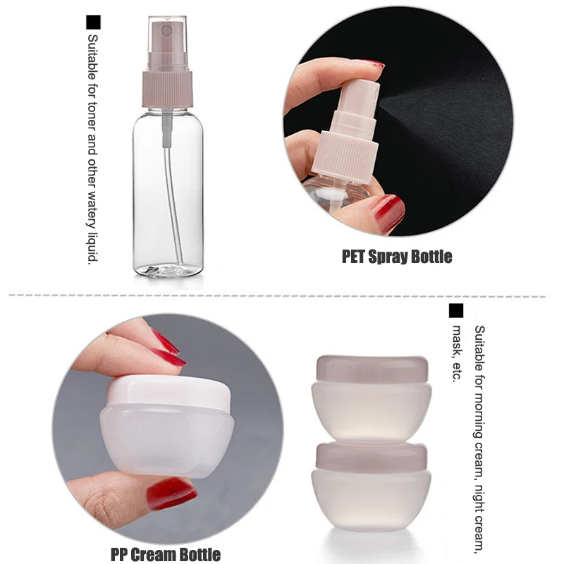 Korduvtäidetavaid Reisi Pudel Spray Set Emulsioon Kreem, Šampoon Kosmeetika Tühjenda Vedeliku Mahuti PE Pigista Pudelit 60ML Lekke Vältimise